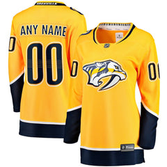 Nashville Predators Fanatics Women's Home Breakaway Custom Jersey - Yellow Jerseys