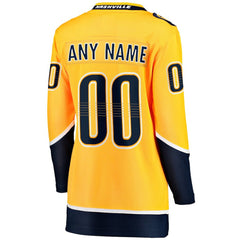 Nashville Predators Fanatics Women's Home Breakaway Custom Jersey - Yellow Jerseys