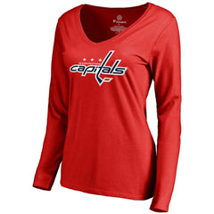 Alexander Ovechkin Washington Capitals Women's Backer V-Neck Long Sleeve T-Shirt - Red T-shirts