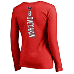 Alexander Ovechkin Washington Capitals Women's Backer V-Neck Long Sleeve T-Shirt - Red T-shirts