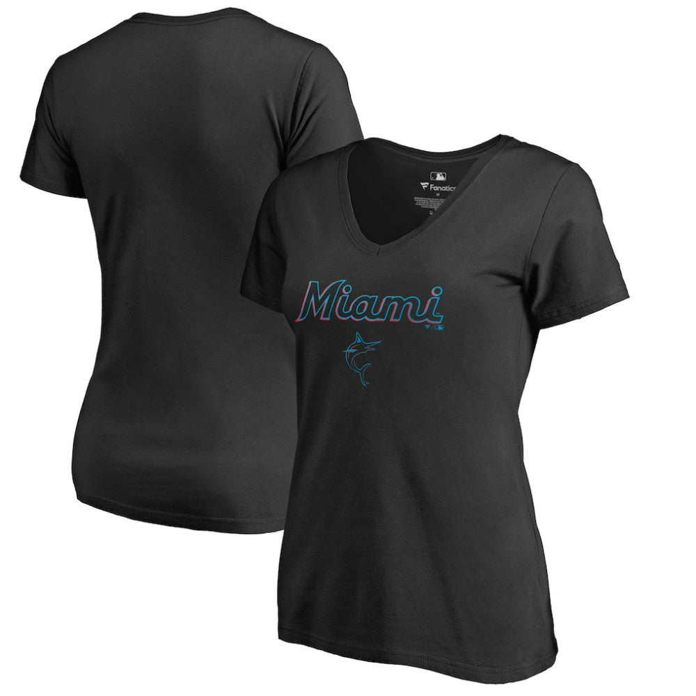 Miami Marlins Women's Team Lockup T-Shirt Black