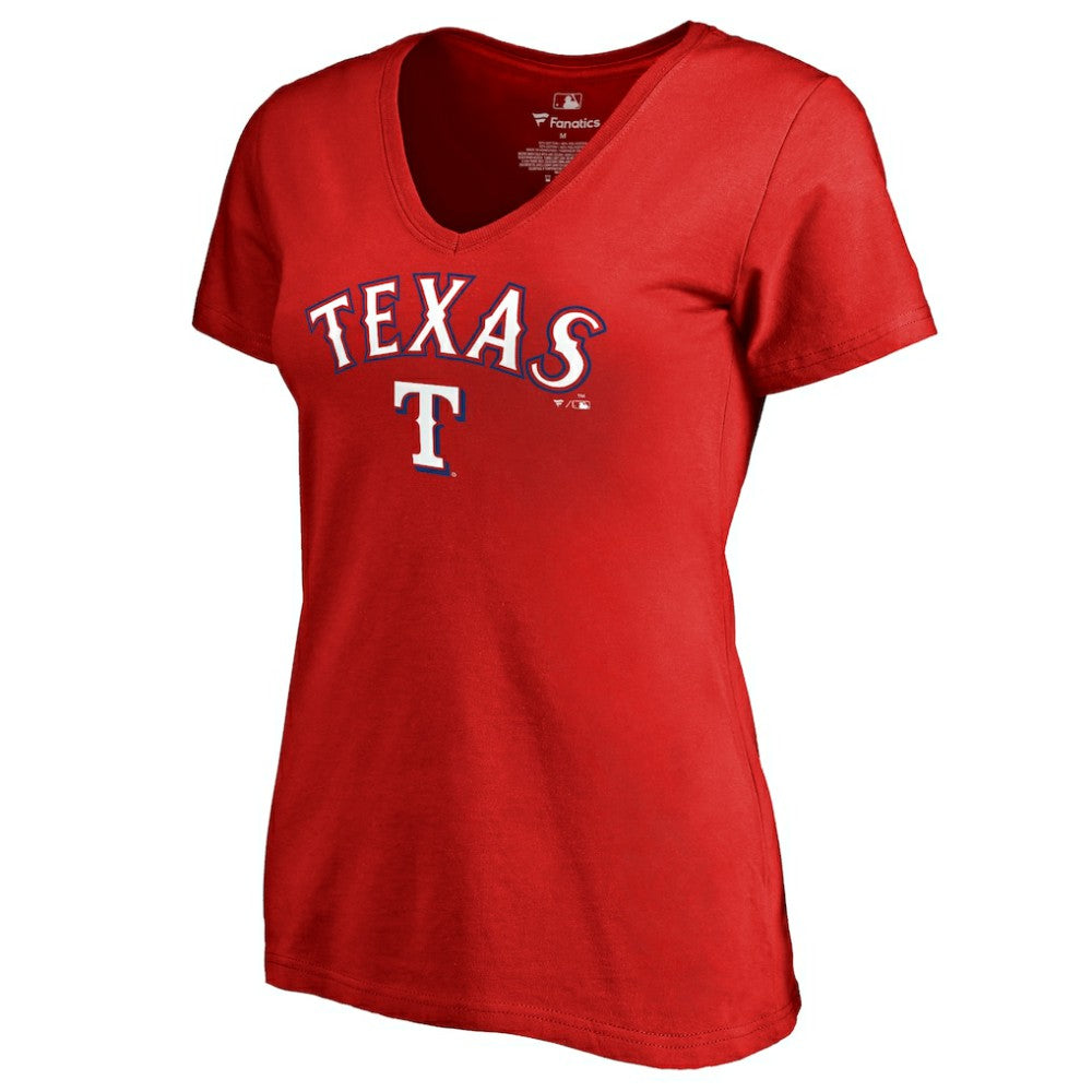 Texas Rangers Women's Team Lockup T-Shirt Red