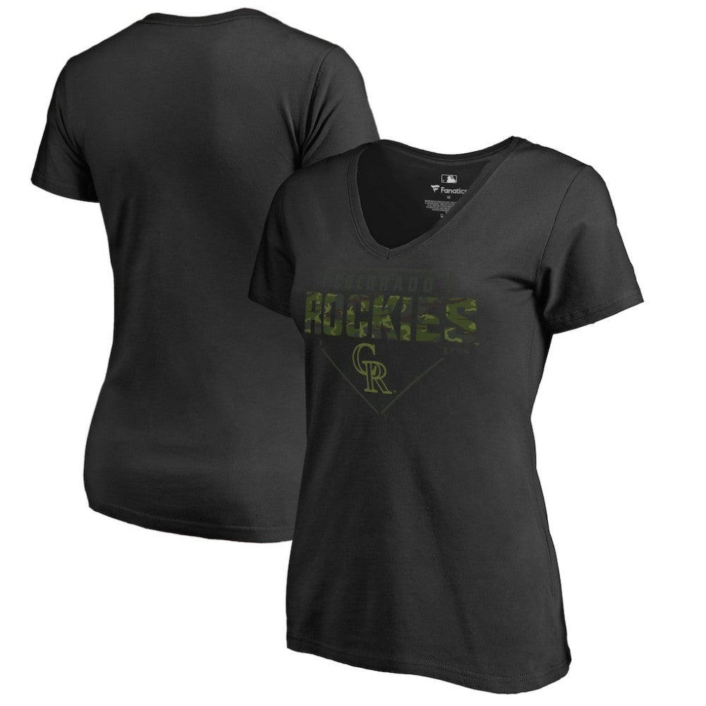 Colorado Rockies Women's Camo T-Shirt Black