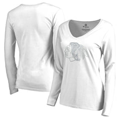 Chicago Blackhawks Women's White Out Long Sleeve T-Shirt - White T-shirts