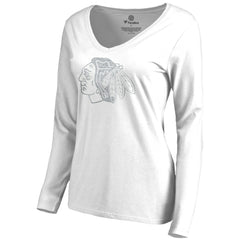 Chicago Blackhawks Women's White Out Long Sleeve T-Shirt - White T-shirts