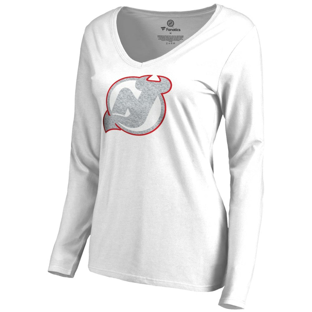 New Jersey Devils Women's White Out Long Sleeve T-Shirt - White T-shirts