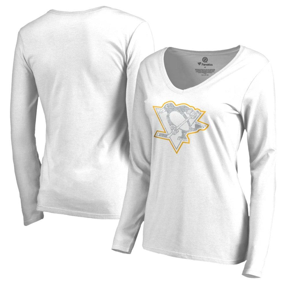 Pittsburgh Penguins Women's White Out Long Sleeve T-Shirt - White T-shirts