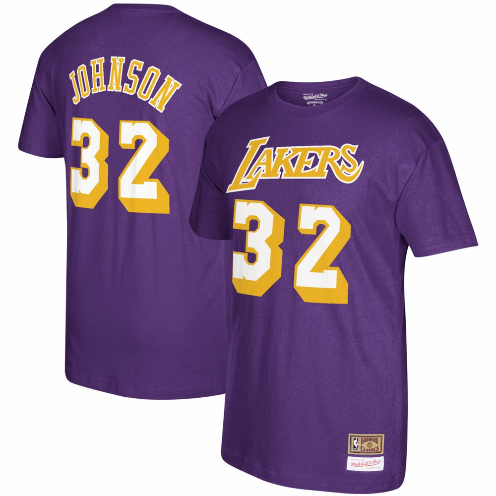 Magic Johnson Los Angeles Lakers Hardwood Classics Name & Number T-Shirt - Purple on sale
