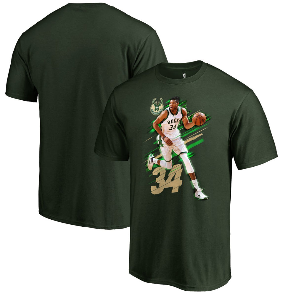 Giannis Antetokounmpo Milwaukee Bucks Fade Away T-Shirt - Green shop