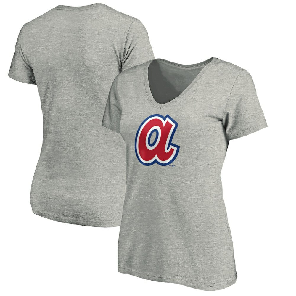 Atlanta Braves Women's Forbes V-Neck T-Shirt Ash