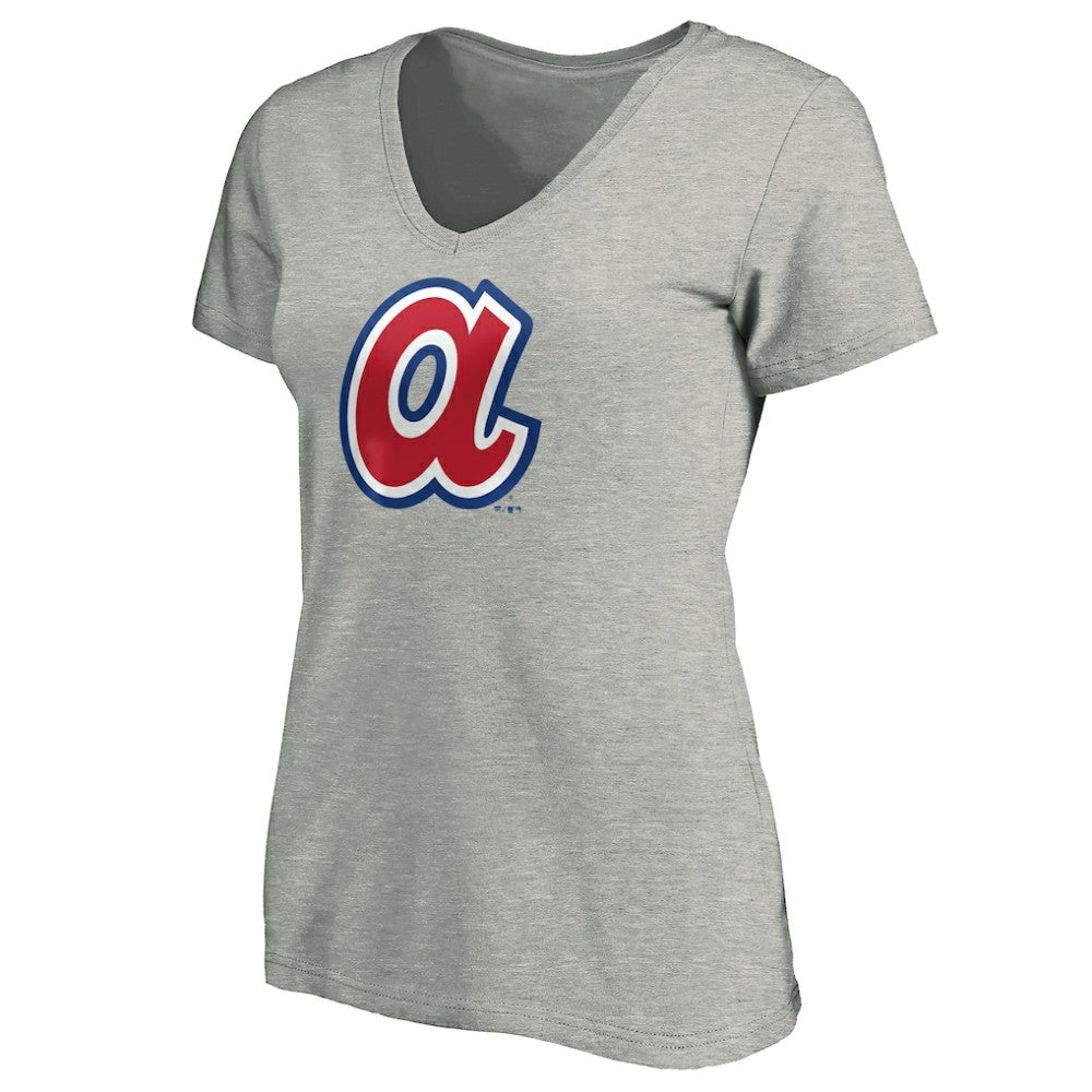 Atlanta Braves Women's Forbes V-Neck T-Shirt Ash