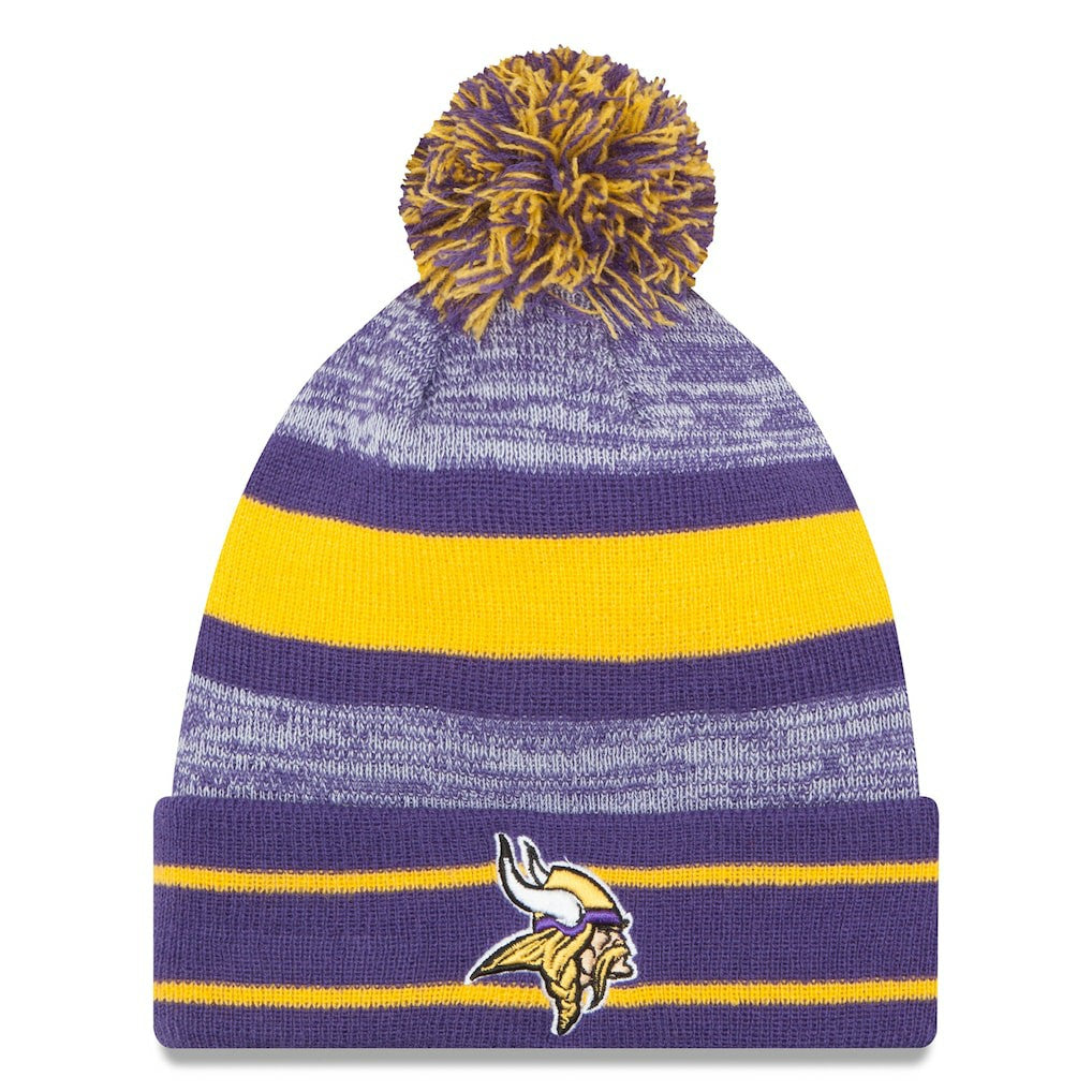 Minnesota Vikings New Era Team Logo Cuffed Knit Hat with Pom - Purple for sale