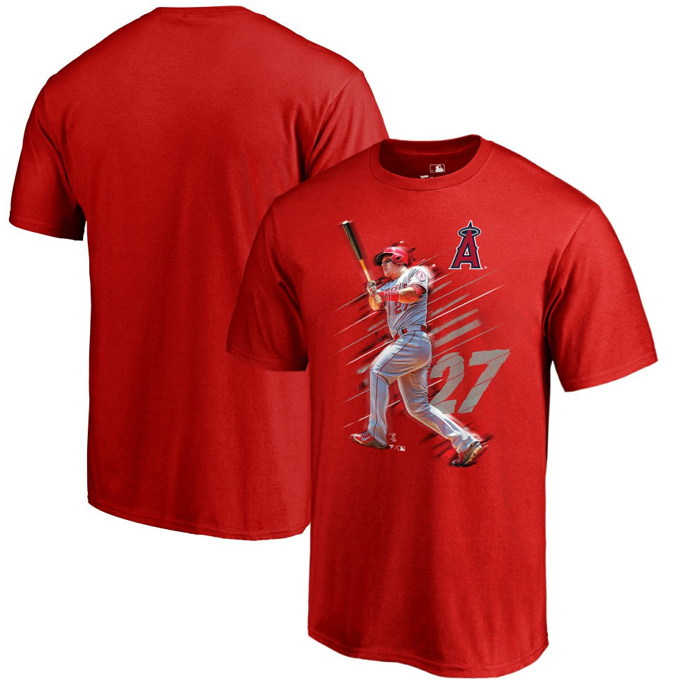 Mike Trout Los Angeles Angels Fade Away T-Shirt Red