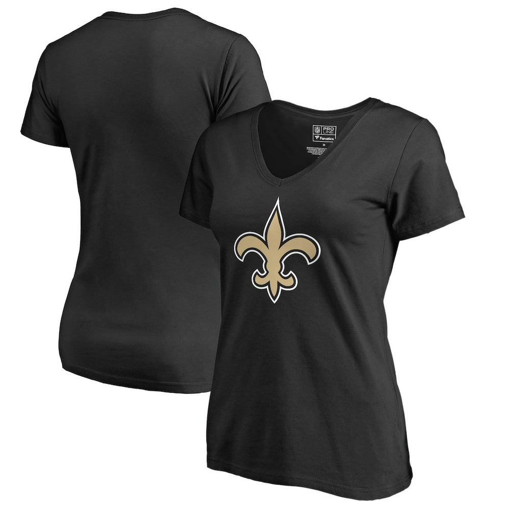 New Orleans Saints Women's Primary Team Logo V-Neck T-Shirt - Black sale