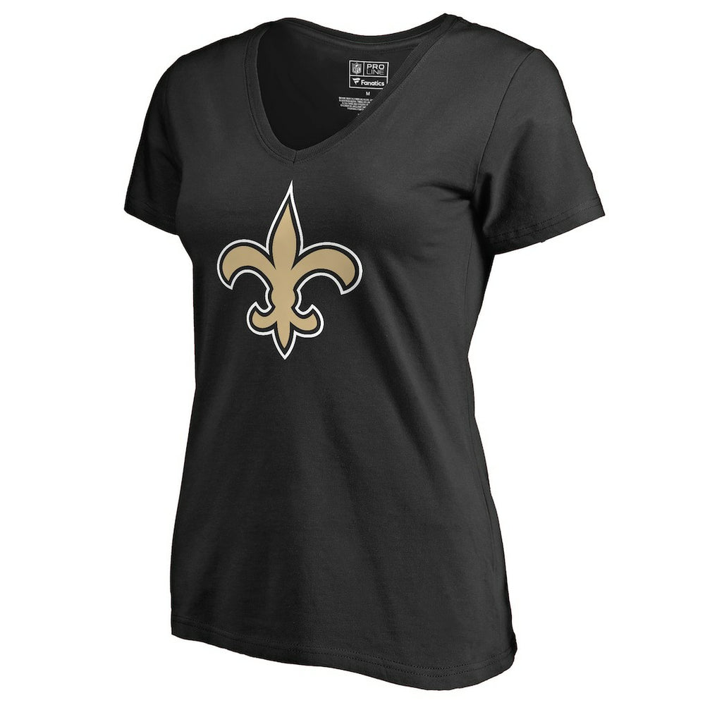 New Orleans Saints Women's Primary Team Logo V-Neck T-Shirt - Black sale