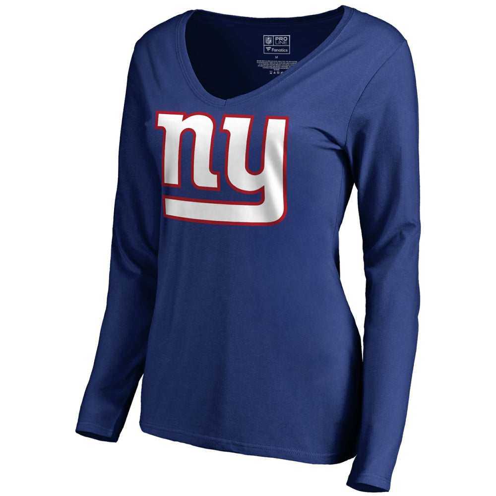 New York Giants Women's Primary Logo V-Neck Long-Sleeve T-Shirt - Royal cheap