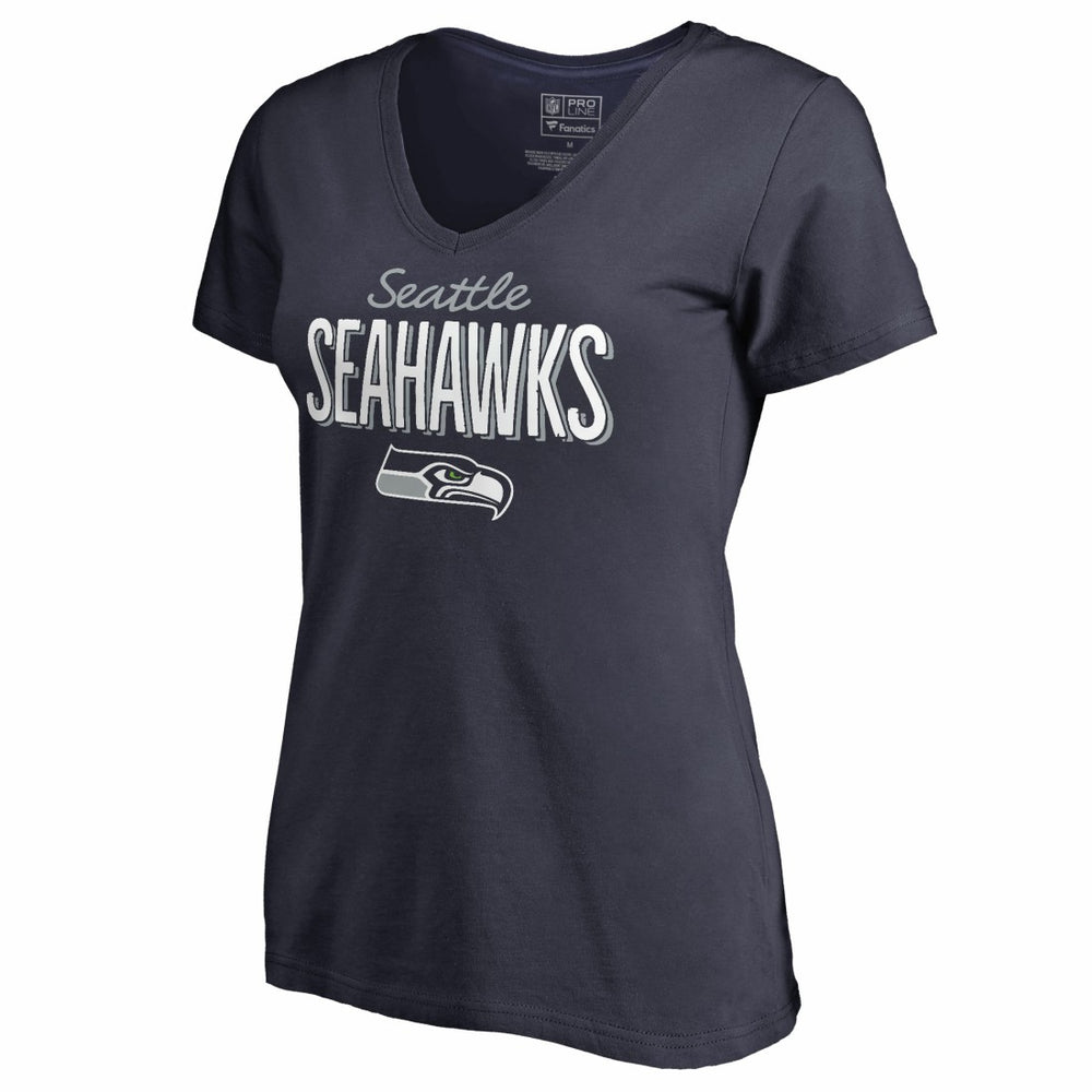 Seattle Seahawks Women's Nostalgia V-Neck T-Shirt - Navy outlet