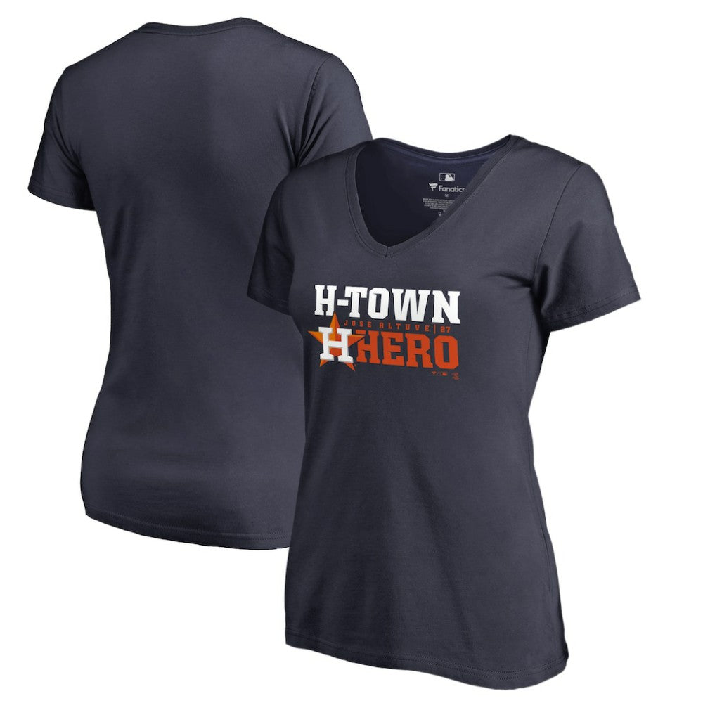 Jose Altuve Houston Astros Women's Player Hometown Collection V-Neck T-Shirt Navy