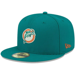 Miami Dolphins New Era Omaha Throwback 59FIFTY Fitted Hat - Aqua on sale