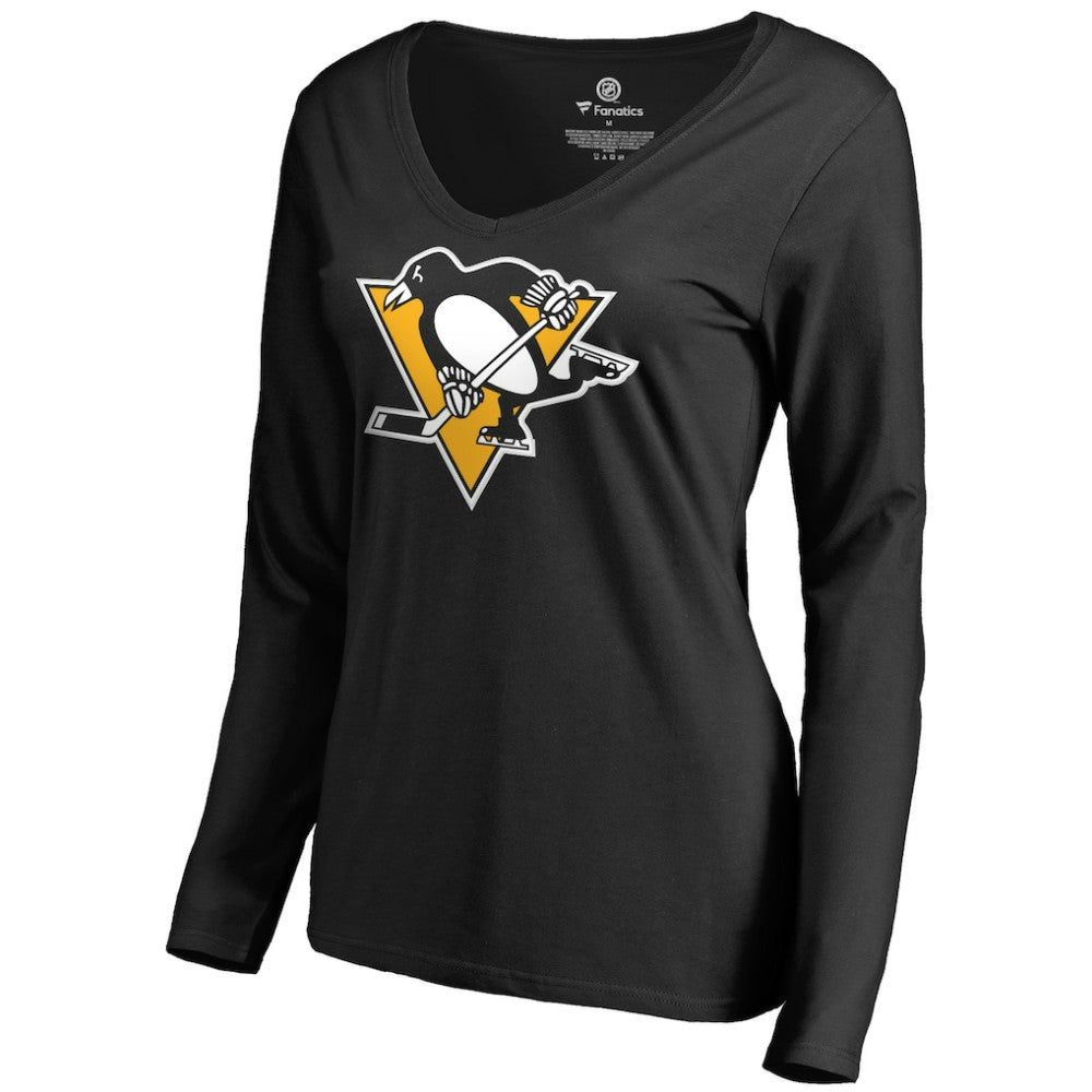 Bryan Rust Pittsburgh Penguins Women's Backer Name & Number Long Sleeve V-Neck T-Shirt - Black T-shirts