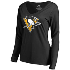 Bryan Rust Pittsburgh Penguins Women's Backer Name & Number Long Sleeve V-Neck T-Shirt - Black T-shirts