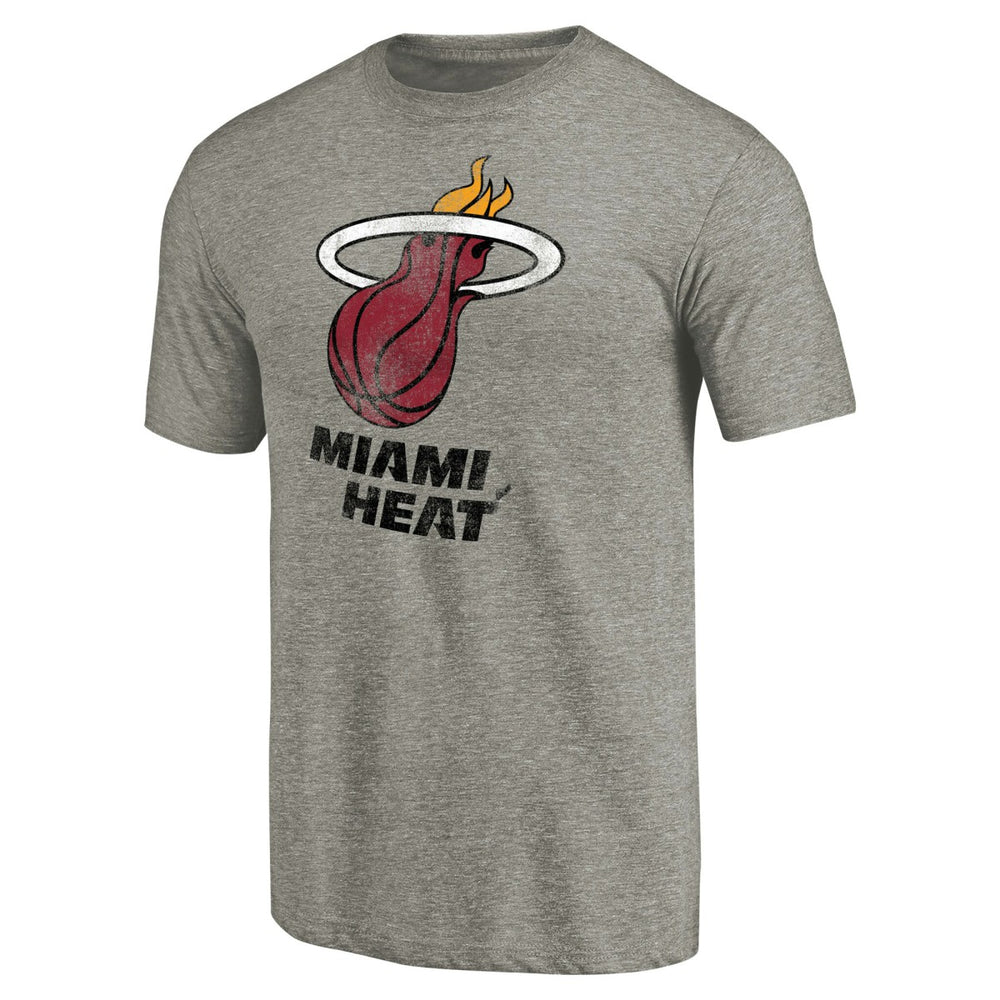 Miami Heat Distressed Team Logo Tri-Blend T-Shirt - Heather Gray on sale