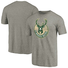 Milwaukee Bucks Distressed Team Logo Tri-Blend T-Shirt - Heather Gray discount