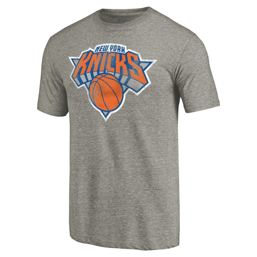 New York Knicks Distressed Team Logo Tri-Blend T-Shirt - Heather Gray for sale