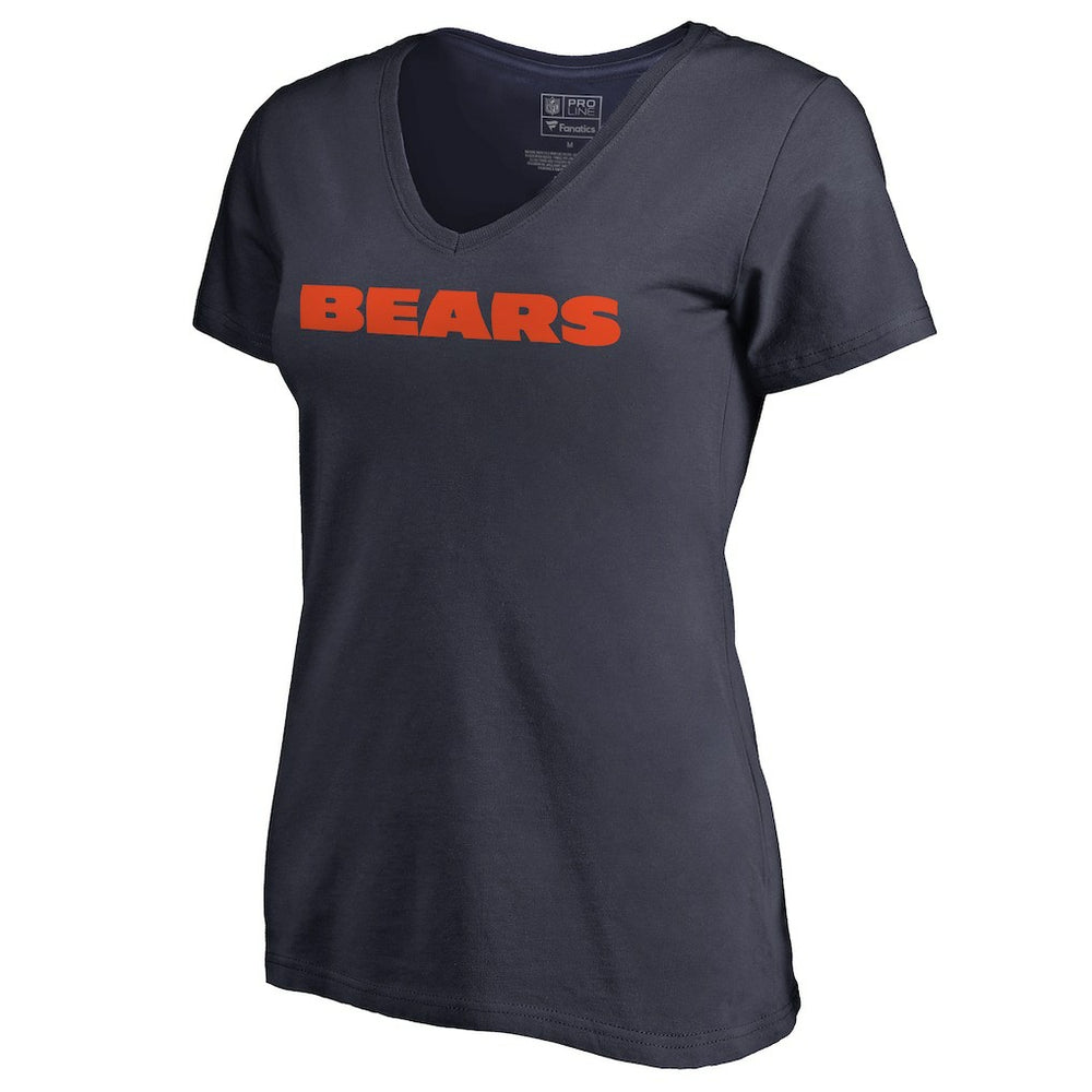 Chicago Bears Women's Wordmark V-Neck T-Shirt - Navy discount