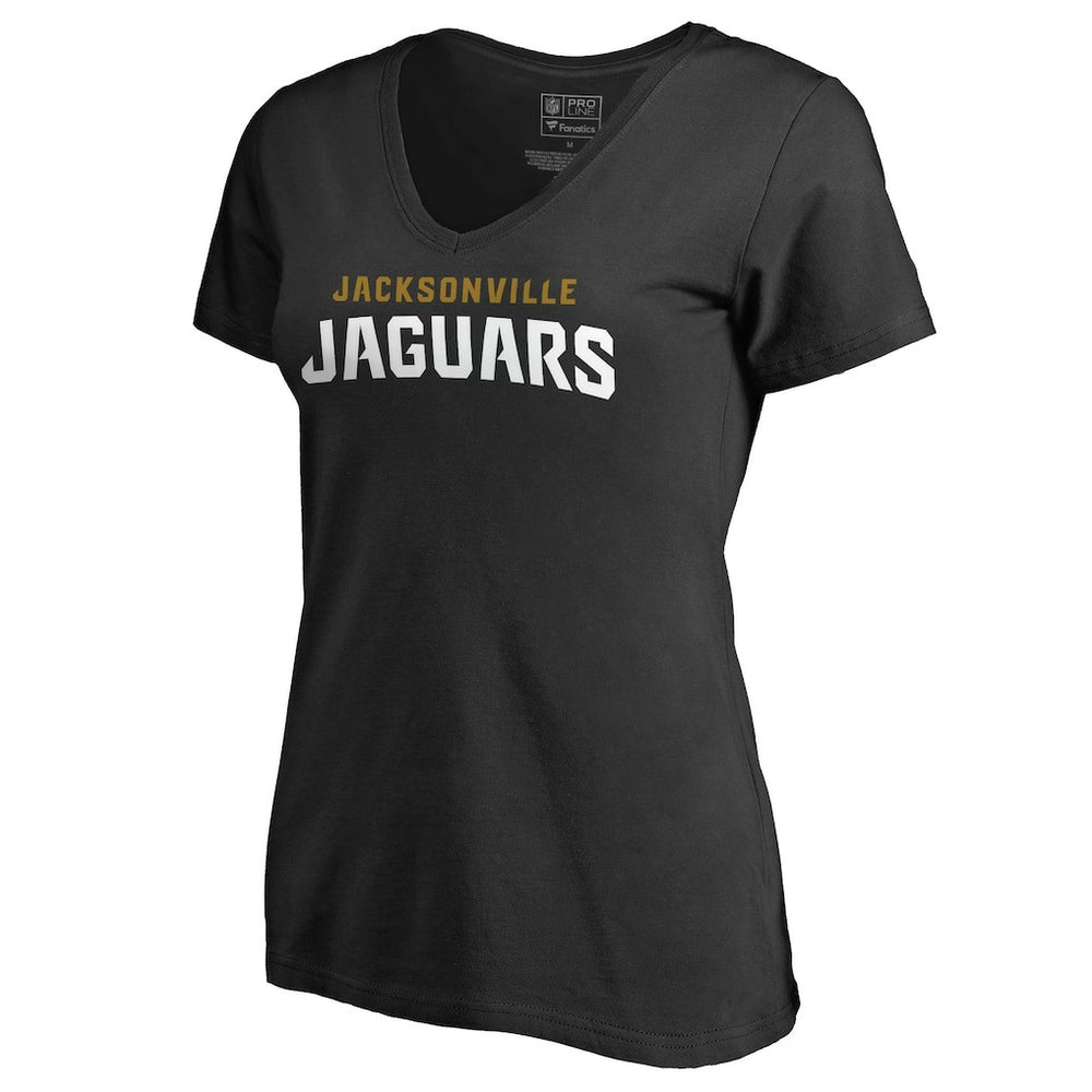 Jacksonville Jaguars Women's Wordmark V-Neck T-Shirt - Black discount