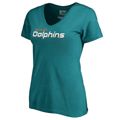 Miami Dolphins Women's Wordmark V-Neck T-Shirt - Aqua cheap