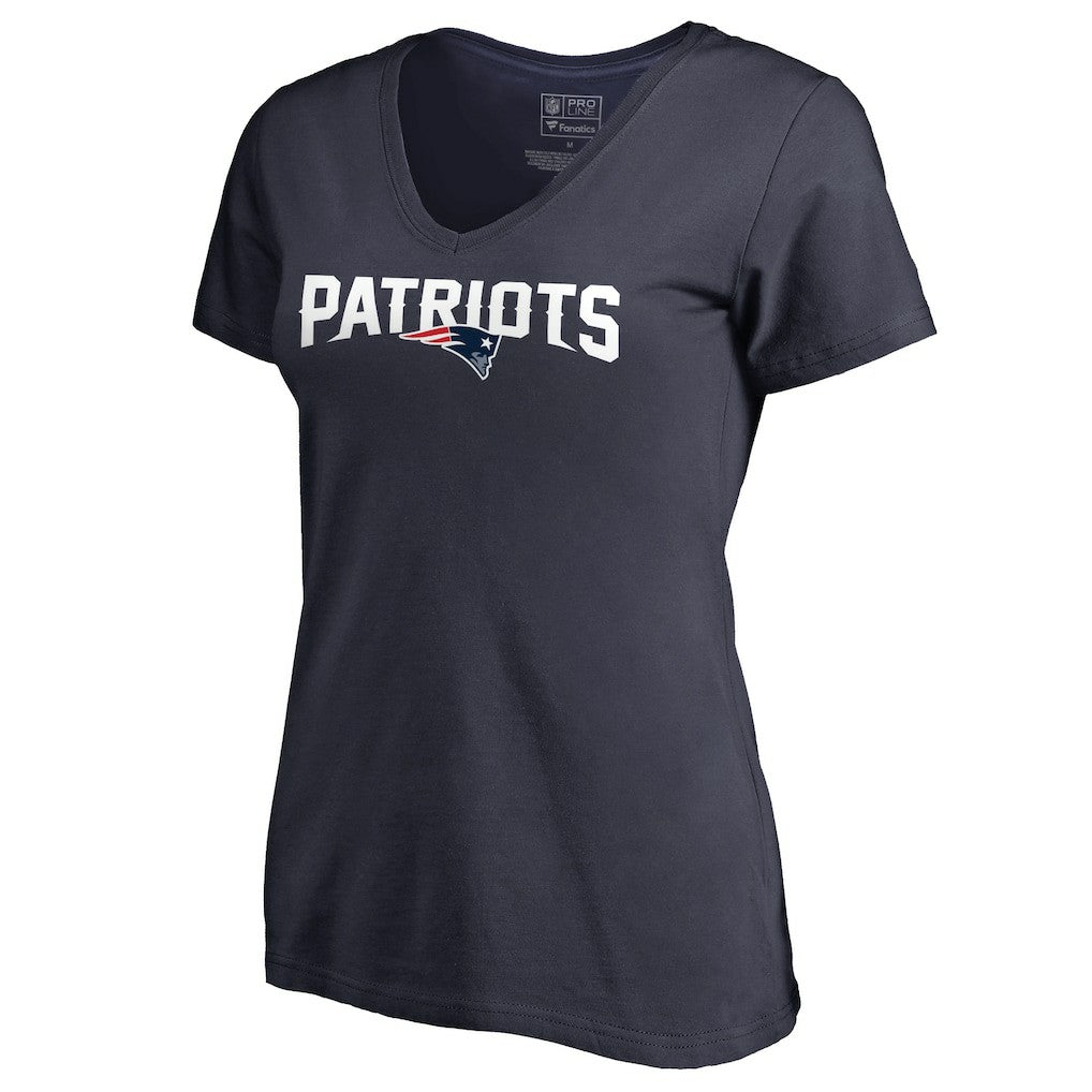 New England Patriots Women's Wordmark V-Neck T-Shirt - Navy for sale