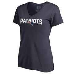 New England Patriots Women's Wordmark V-Neck T-Shirt - Navy for sale