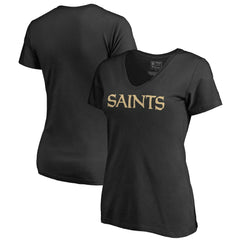 New Orleans Saints Women's Wordmark V-Neck T-Shirt - Black sale