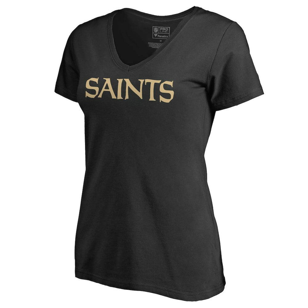 New Orleans Saints Women's Wordmark V-Neck T-Shirt - Black sale