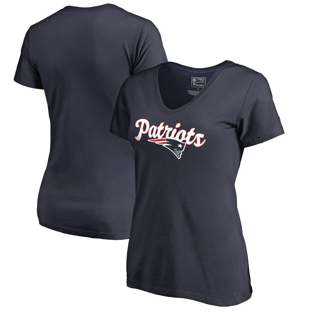New England Patriots Women's Freehand V-Neck T-Shirt - Navy for sale