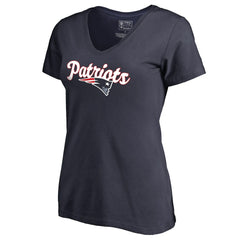 New England Patriots Women's Freehand V-Neck T-Shirt - Navy for sale