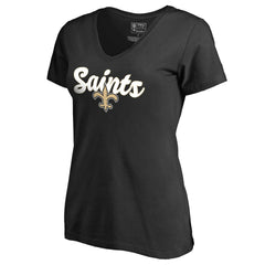 New Orleans Saints Women's Freehand V-Neck T-Shirt - Black sale