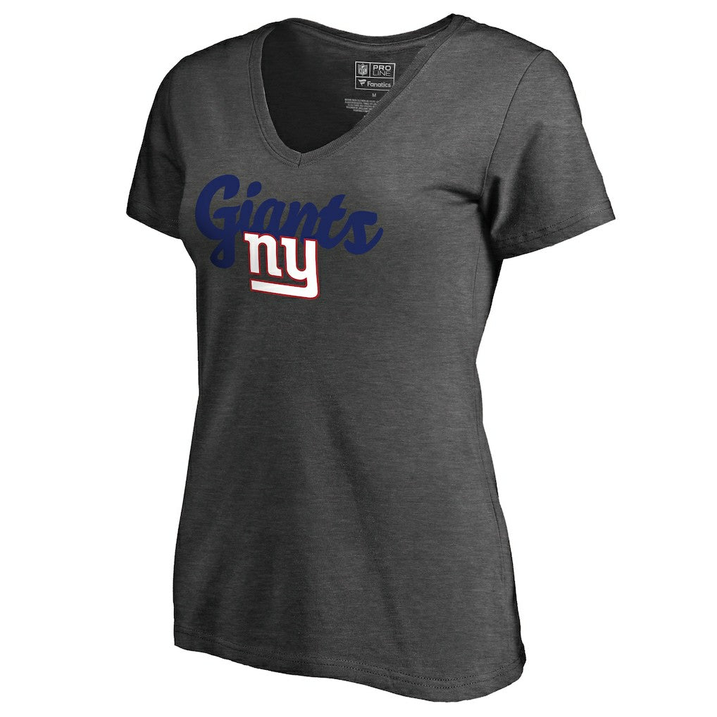 New York Giants Women's Freehand V-Neck T-Shirt - Dark Heathered Gray on sale