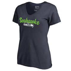 Seattle Seahawks Women's Freehand V-Neck T-Shirt - Navy cheap