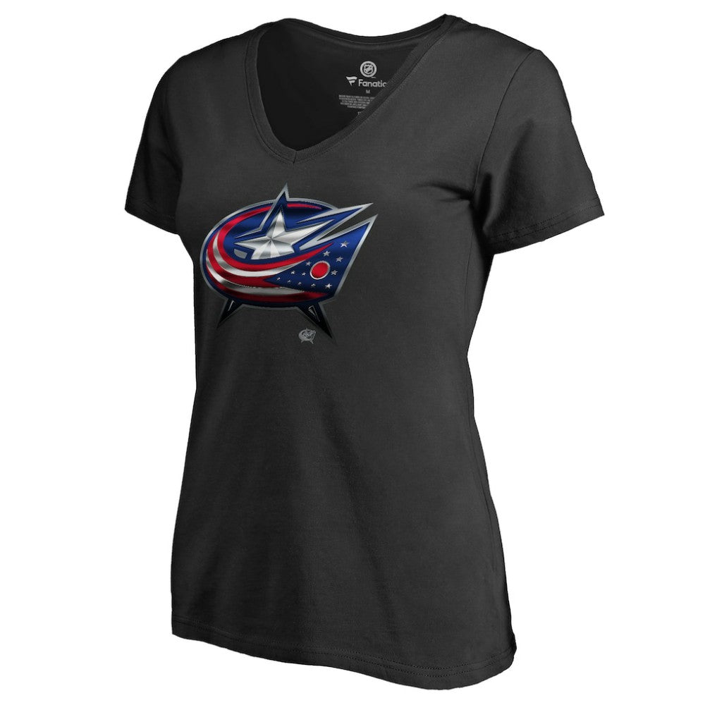 Columbus Blue Jackets Women's Midnight Mascot V-Neck T-Shirt - Black T-shirts