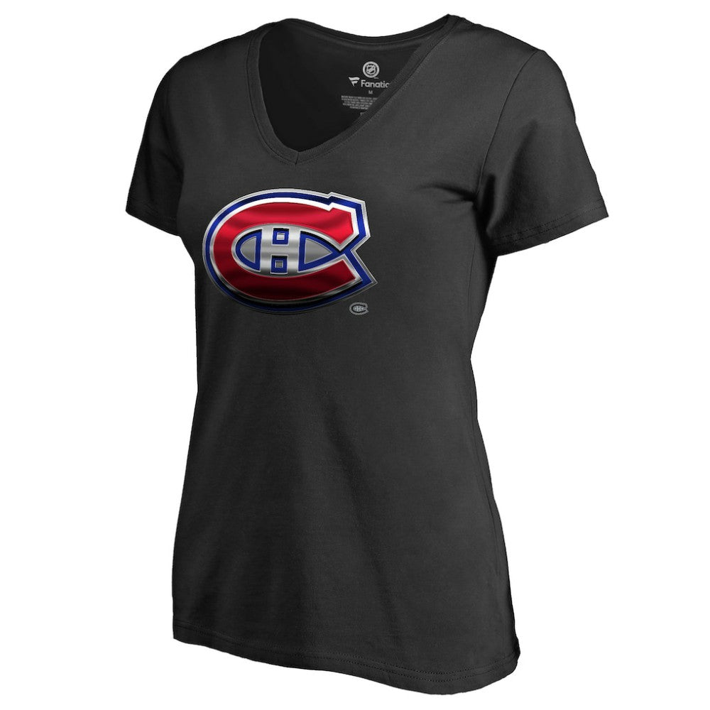Montreal Canadiens Women's Midnight Mascot V-Neck T-Shirt - Black T-shirts