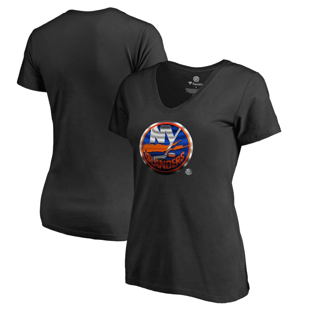 New York Islanders Women's Midnight Mascot V-Neck T-Shirt - Black T-shirts