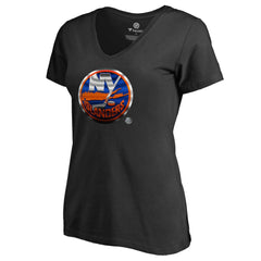 New York Islanders Women's Midnight Mascot V-Neck T-Shirt - Black T-shirts