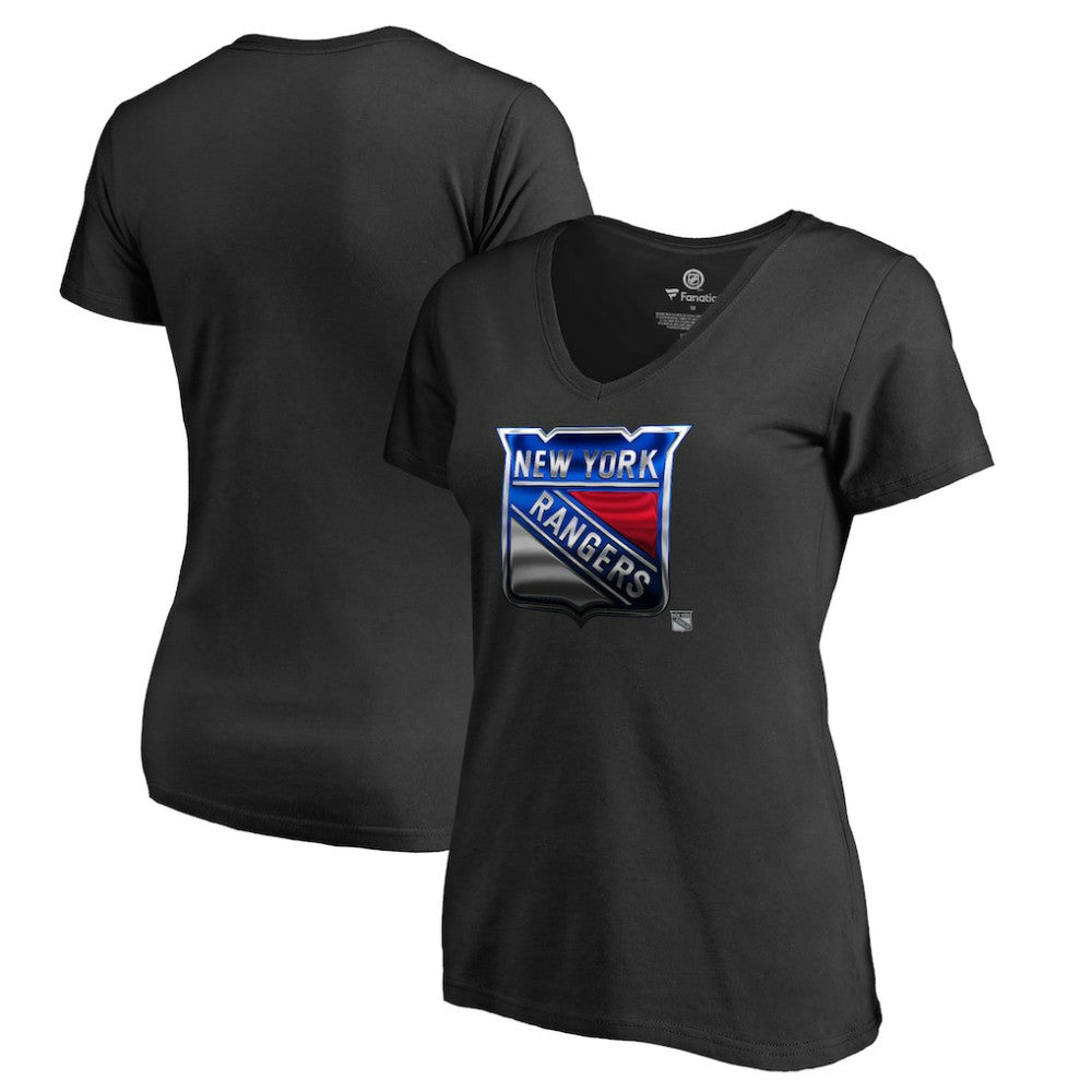 New York Rangers Women's Midnight Mascot V-Neck T-Shirt - Black T-shirts