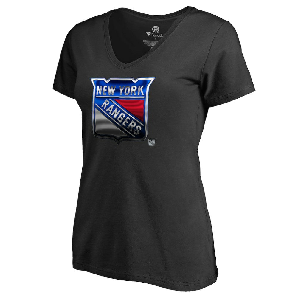 New York Rangers Women's Midnight Mascot V-Neck T-Shirt - Black T-shirts