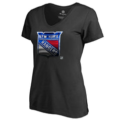 New York Rangers Women's Midnight Mascot V-Neck T-Shirt - Black T-shirts