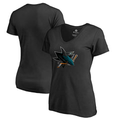 San Jose Sharks Women's Midnight Mascot V-Neck T-Shirt - Black T-shirts