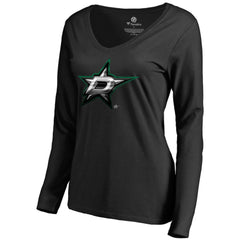 Dallas Stars Women's Midnight Mascot Long Sleeve V-Neck T-Shirt - Black T-shirts