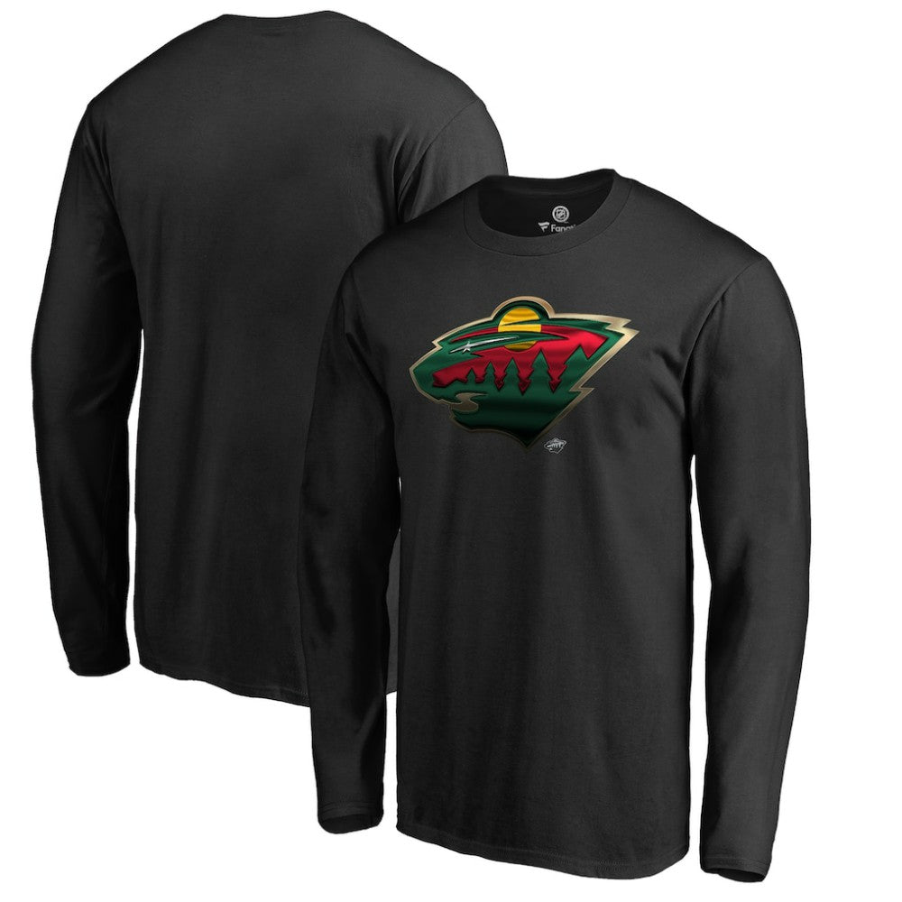 Minnesota Wild Midnight Mascot Long Sleeve T-Shirt - Black T-shirts